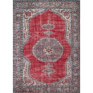 Alfombra de Lana Anudada a Mano de Gran Tamaño, Diseño de Medallón Rojo y Naranja, para Sala de Estar, Pasillo Rectangular, Modelo Pae-2257 - Product Image 1