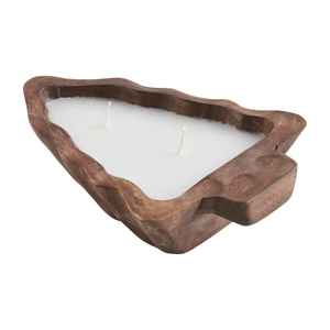 Bol à pâte en bois Bougeoir non poli Bol à pâte Paulownia Bol décoratif rectangulaire carré en forme de coeur - Product Image 2