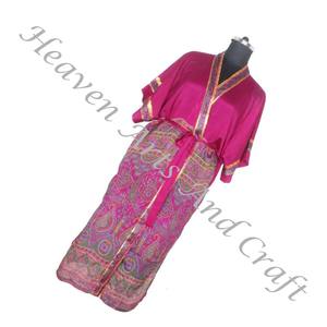 KL005 mujeres abstractas de seda pura Vintage Sari Kimono largo tamaño libre ajustable Vintage Sari Kimono Chaqueta larga Mujer seda Vintage - Product Image 1