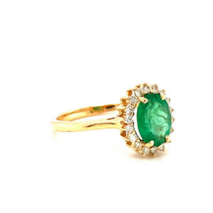 Anillo de compromiso de oro amarillo de 14 quilates para mujer, ajuste de cóctel de diamante Esmeralda, joyería fina para boda y regalo - Product Image 2