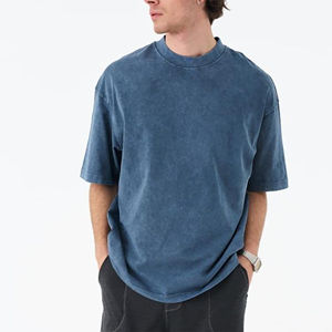 Camiseta Extra Grande para Hombre, Lavado Ácido, 100% Algodón Grueso, Hombros Caídos, Estilo Vintage Urbano, Secado Rápido, Transpirable, Venta al Por Mayor - Product Image 3