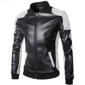Veste en cuir pour hommes coupe-vent souffle couleur bloc manteaux en cuir PU mode décontracté sport hommes veste de moto grande taille 5XL - Product Image 6