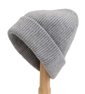 Winter Wool Knitted Beanie Cap For Women With Custom Logo Luxury Warm Wool Cap Winter Beanie Customized Logo