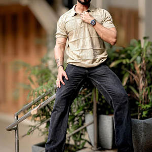 OEM de moda de alta calidad de los hombres Polos último diseño de media manga de punto de ropa hecha en fábrica al por mayor - Product Image 5