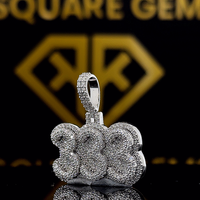 Pendentifs artisanaux 3D personnalisés en forme de dessin animé, bijoux hip-hop exclusifs, pendentif lettre glacé, diamant Moissanite, breloques plaquées or 24 carats