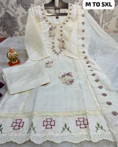 Vestido Anarkali de verano para mujer al mejor precio hecho a mano de talla larga Kurti con pantalón y Dupatta diseño único Salwar - Product Image 4