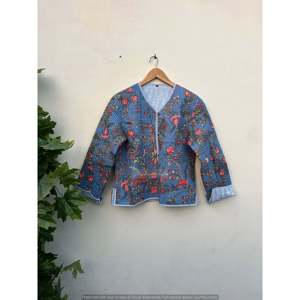 Autumn Reversible Floral Quilted Cotton <b>Jacket</b> Ladies' Short <b>Blazer</b> Style <b>Leather</b> Shell Fur Decoration Customizable Logo Bomber - Product Image 3