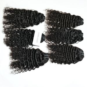 Vague naturelle non traitée vierge cuticule alignée machine double trame faisceau bouclé couleur noire tissage de cheveux humains vietnamiens - Product Image 1