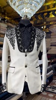 Costume Homme Blanc Deux Pièces Brodé Main, Smoking Slim à Paillettes pour Hommes, Costumes de Marié