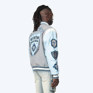 Venta al por mayor nueva moda Varsity chaqueta para hombre Cierre de botón bolsillos interiores Letterman College béisbol bombardero chaqueta - Product Image 3