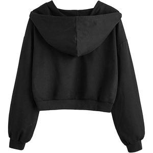 Short <b>Sweatshirt</b> <b>Womens</b> Hooded Crop Top <b>Long</b> Sleeve Cotton Pullover Streetwear Fashion Hoodie Casual Comfort Fit - Product Image 4