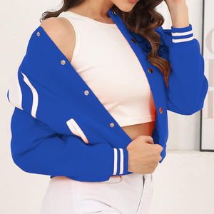 Vente chaude élégante femmes Crop Varsity veste à manches longues et courte longueur tenue décontracté tendance Varsity veste pour une utilisation en hiver - Product Image 2