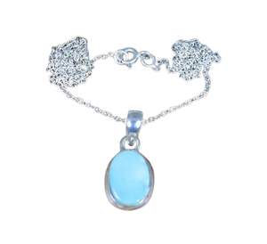 Joyería colgante clásica de estilo bohemio para mujer, joyería de plata de ley 925, Larimar piedra preciosa, colgante hecho a mano, regalo de amor - Product Image 1