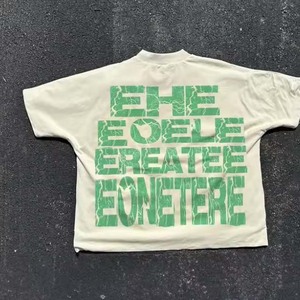 เสื้อยืดทรงหลวมเปิดไหล่กันรอยยับสำหรับผู้ชายเสื้อครอปแบบผ้าฝ้าย100% บ็อกซี่ฟิตสำหรับผู้ชาย - Product Image 3