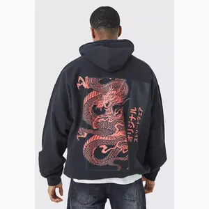 Dragon Custom Printing Hoodies Heavy Weight 100% Cotton Fleece Fabric 400gsm Men's Clothing