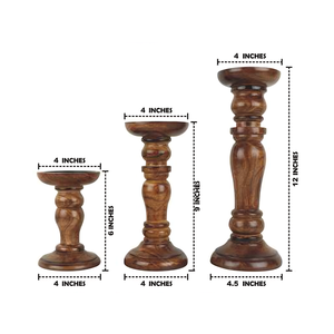 Portavelas de madera rústico hecho a mano para decoración del hogar para Navidad para sala de estar, dormitorio, mesa de comedor, oficina, patio al aire libre - Product Image 4