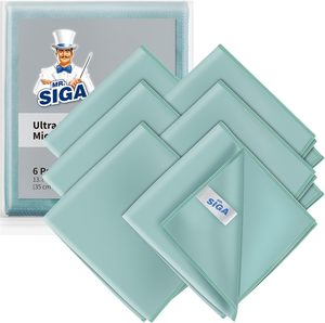 MR.SIGA Chiffons en microfibre ultra-fins pour verre, fenêtre, miroir, lot de 6, 35 x 40 cm (13,8 x 15,7 pouces) - Product Image 1