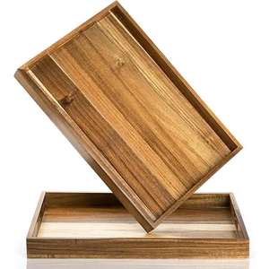 Venta al por mayor de diseño personalizado impreso en forma de rectángulo bandeja de madera de mango hecha a mano con estilo vintage por fabricante - Product Image 2