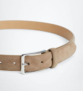 Venta al por mayor de cinturones de cuero de vaca de primera calidad cinturones de cuero personalizados hombres Casual Camel Color Suede Cinturones de cuero - Product Image 2