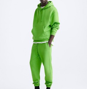 Chándal de gran tamaño de algodón de invierno para hombres, Sudadera con capucha desgastada estampada, conjuntos de chándales de lavado - Product Image 3