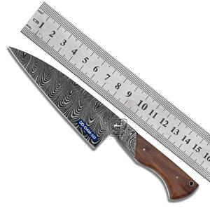 Cuchillo de Caza Damasco Hecho a Mano Personalizable DD-DAM-333, Hoja de Acero Damasco de 0.20 Pulgadas de Grosor, Empuñaduras de Palisandro y Cuero Vacuno - Product Image 1