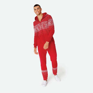 Detalle estampado y logotipo bordado 50% poliéster 50% Algodón bolsillos laterales con cierre de cremallera mono rojo alpino Unisex - Product Image 6