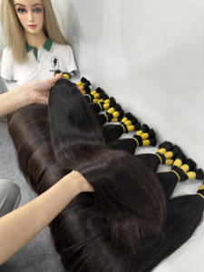 Cabello a granel liso de hueso # 1B Cabello de bebé negro natural Cabello humano vietnamita Textura suave y sedosa - Product Image 2