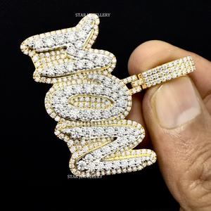 Joyería STAR, Colgante de Letra Unisex con Diamante Cultivado en Laboratorio, Chapado en Oro de 10K, Corte Brillante, Estilo Hip Hop, Personalizado, para Uso Diario - Product Image 4