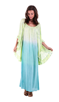 Robe Kaftan Grande Taille Femme Nouvelle Collection Style Bohème Traditionnel Été Viscose Tie-Dye Volants Maxi Fendue Silhouette Droite Ombrée