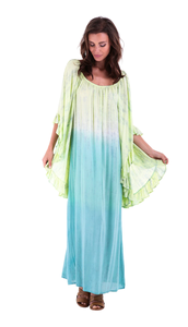 Women's Plus Size New Traditional Boho Style <b>Kaftan</b> Dress <b>Summer</b> Viscose Tie-Dye Ruffles Maxi Slit Straight Silhouette Ombre - Product Image 6