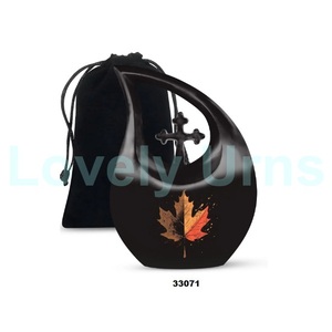 Gran oferta, urna para adultos de cremación de hoja de arce hermosa con gota cruzada para cenizas humanas, urna funeraria grande decorativa con bolsa de terciopelo gratis - Product Image 6