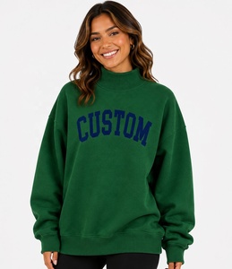 Sudadera de Invierno para Mujer, de Alta Calidad, Personalizada, de Algodón Grueso, con Cuello Redondo, Bordada, Estampada, con Hombros Caídos - Product Image 5