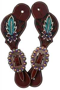 Sangles d'éperons courbées et usinées en cuir peint à la main de qualité supérieure de l'exportateur indien - Product Image 3