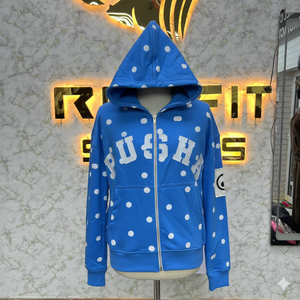 Fine Printed Custom Make Zipper Distressed <b>Hoodie</b> Rhinestone <b>Zip</b> <b>up</b> Jacket Acid Wash <b>Vintage</b> Washed Men Fleece Streetwear <b>Hoodie</b> - Product Image 1