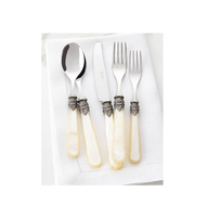 Ensemble de couverts fourchette en acier miroir personnalisé cuillère avec manche en os de corne mariage voyage miroir vernis couteau fourchette cuillère ensemble de couverts