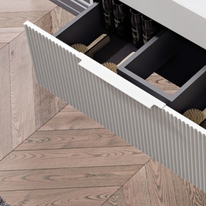 Elisabeth modello lavabo da bagno con doppio cassetto anteriore pieghettato 90x44x43mm bianco opaco - Product Image 4