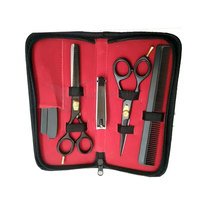 Kit de ciseaux à effiler pour barbier en acier inoxydable de qualité supérieure avec manche en céramique, revêtement coloré, garantie de 3 ans