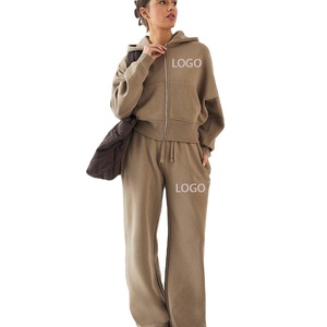 Women Two Piece <b>Jogger</b> <b>Set</b> Zipper Hoodie Sweatpants <b>Matching</b> Outfit Wholesale Women Hoodie Sweatpants <b>Set</b> Two Piece Jogging - Product Image 1