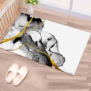 Tapis en marbre de luxe : noir, blanc et or, tapis antidérapant, tapis doux non tissé - Product Image 1