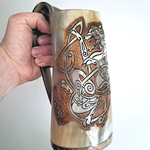 แก้วมักรูปควายธรรมชาติพร้อมด้ามจับดีไซน์ทันสมัยดื่มโดยตรงสำหรับเบียร์ไวน์ทุ่งหญ้า - Product Image 1