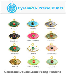 925 Sterling Silver <b>Large</b> Howlite <b>Pendant</b> 25x10mm Marquise Shape Gold Vermeil Prong Set Fine <b>Necklace</b> <b>Pendant</b> Stone Charms - Product Image 3