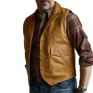 Gilet en cuir de moto pour homme, en cuir de vache véritable vintage, respirant, crocheté, couleur personnalisée, fourrure de mouton d'hiver, 2026 - Product Image 5