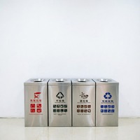 Poubelle carrée en acier inoxydable SD-23C avec couvercle ouvert, poubelle de recyclage, poubelle intérieure, poubelle à déchets et à recyclage, poubelle de tri des déchets