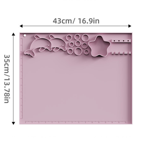 Tapete de Pintura de Silicona Ecológico y No Tóxico de 43x35cm para Niños, Diseño de Delfín y Estrella, Paleta de Arte con Ranuras para Pintura, Fácil de Limpiar - Product Image 4