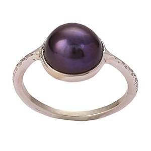 Handmade 925 Sterling <b>Silver</b> Freshwater Black Pearl <b>Statement</b> <b>Ring</b> Boho June Birthstone Jewelry Perfect Gift - Product Image 1