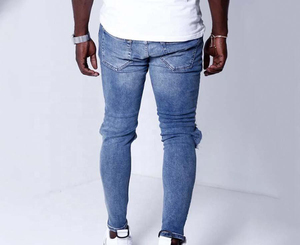 กางเกงยีนส์ทรงปกติสำหรับผู้ชาย ผลิตจากผ้ายีนส์ยืด กระชับขาตั้งแต่สะโพกจนถึงข้อเท้า กางเกงยีนส์ผู้ชายระบายอากาศได้ดี มีจำหน่าย - Product Image 5