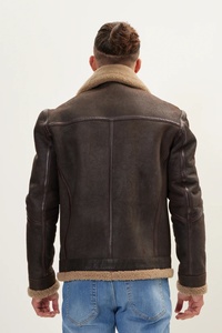 Chaqueta de cuero de invierno de calle alta para hombre, Cuello de piel sólido personalizado, Material de moda, alta calidad, cálida para primavera y otoño - Product Image 2