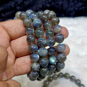 Bracelet en labradorite certifiée naturelle, pierre de cristal, perles taillées en diamant, bracelet rond, pierres de guérison en cristal (couleur : vert) - Product Image 1