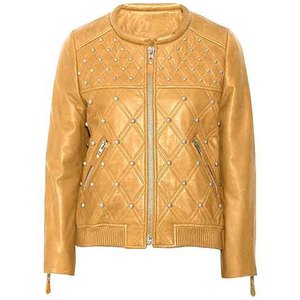 Vestes en cuir personnalisées pour femmes pour l'automne hiver conception solide à col tournant manches longues avec doublure en satin - Product Image 1