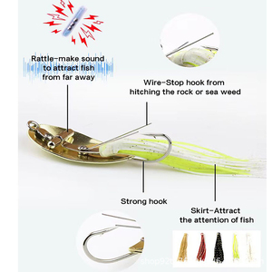 Esche Spinner Anti-Erba all'Ingrosso con Gonne in Silicone Sonore e Ami Singoli, Attrezzatura da <span class=keywords><strong>Pesca</strong></span> a Lunga Gittata per Bass e Luccio - Product Image 5